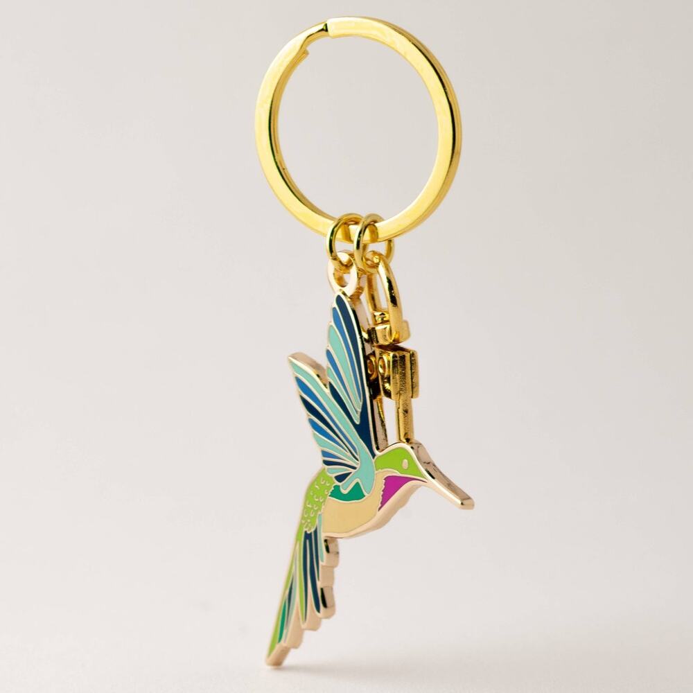 Hummingbird Keychain & Bag Charm – Hard Enamel Nature Gift